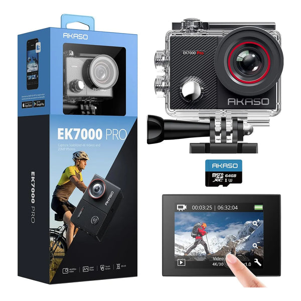 Akaso Ek7000 Pro 4K Cámara De Acción Táctil Resistente Al Agua Con Eis Y Accesorios