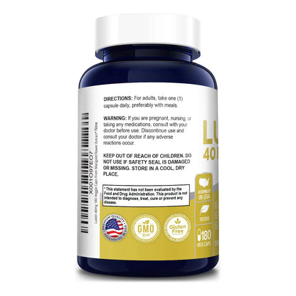 Luteina 40mg 180 Capsulas Vegetales Antioxidante Para La Vision