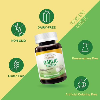 Extracto De Ajo Inodoro Lovita 5000 Mg 125 Alicina Salud Cardiovascular 60 Capsulas