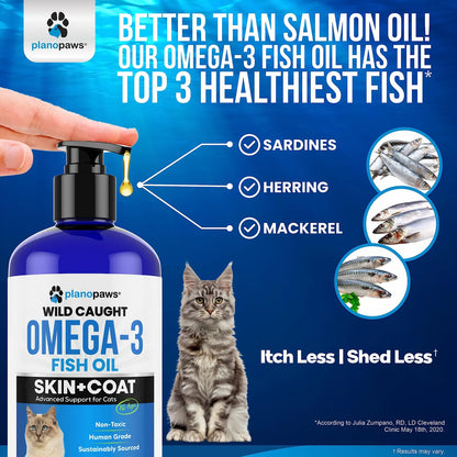 Aceite De Pescado Omega 3 Líquido Para Gatos Con Vitaminas Soporte Articulaciones Y Piel