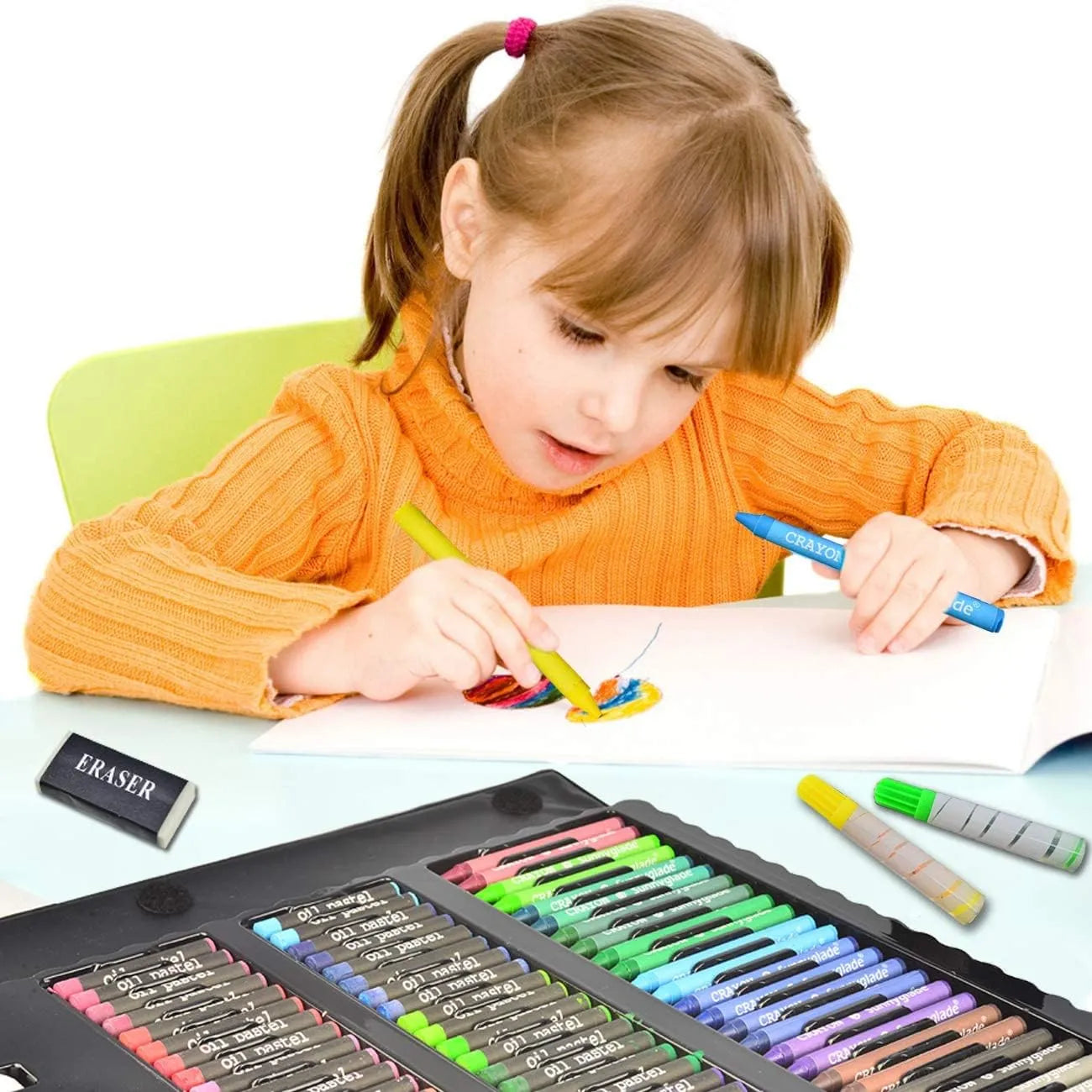 Kit De Pintura Y Dibujo 185 Piezas Con Caballete Doble Cara Materiales Profesionales
