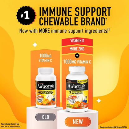 Tabletas Masticables Apoyo Inmunologico 1000 Mg Vitamina C Zinc Sabor Citrico