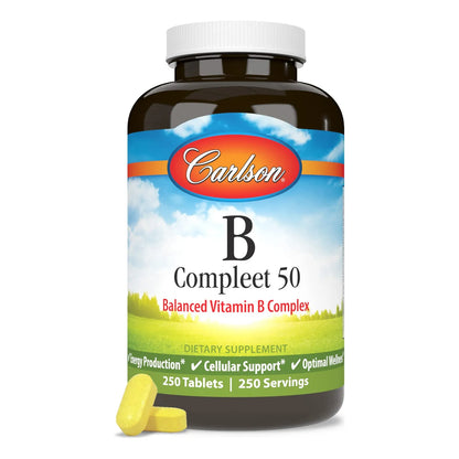 Complejo Equilibrado Vitamina B 250 Tabletas Energía Salud Nerviosa