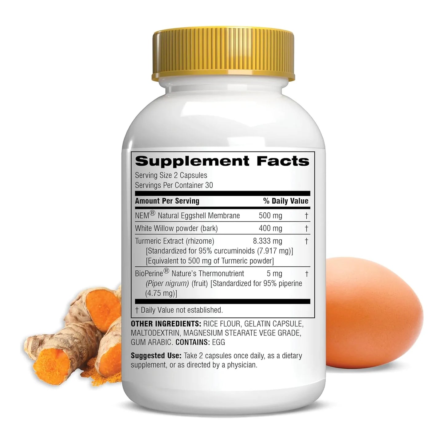 Confort Articular Accion Rapida Con Membrana De Cascara De Huevo NEM Y Curcumina 60 Capsulas