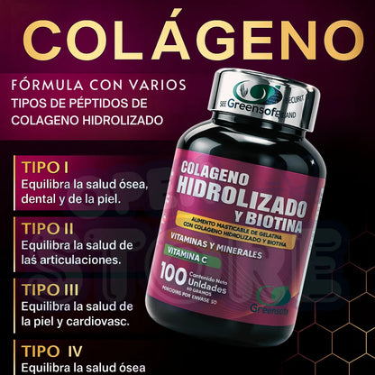Colágeno Hidrolizado Biotina Green Sofg Cápsulas Sin Sabor Salud Belleza - Imagen 8