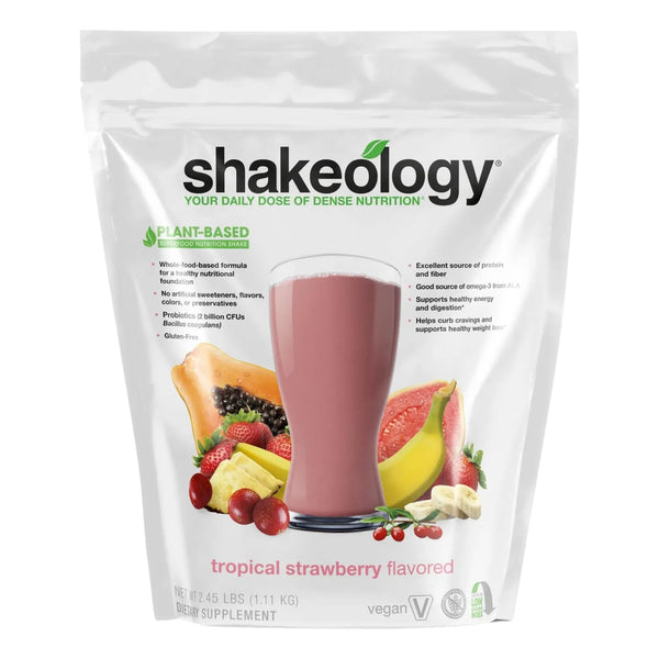 Batido De Proteína Vegana Superalimentaria De Fresa Para Pérdida De Peso Y Energía