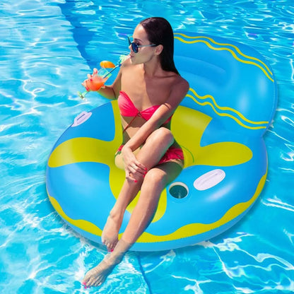 Flotador Tumbona Piscina Adultos Hamaca Flotante Malla Resistente Soporte Bebidas