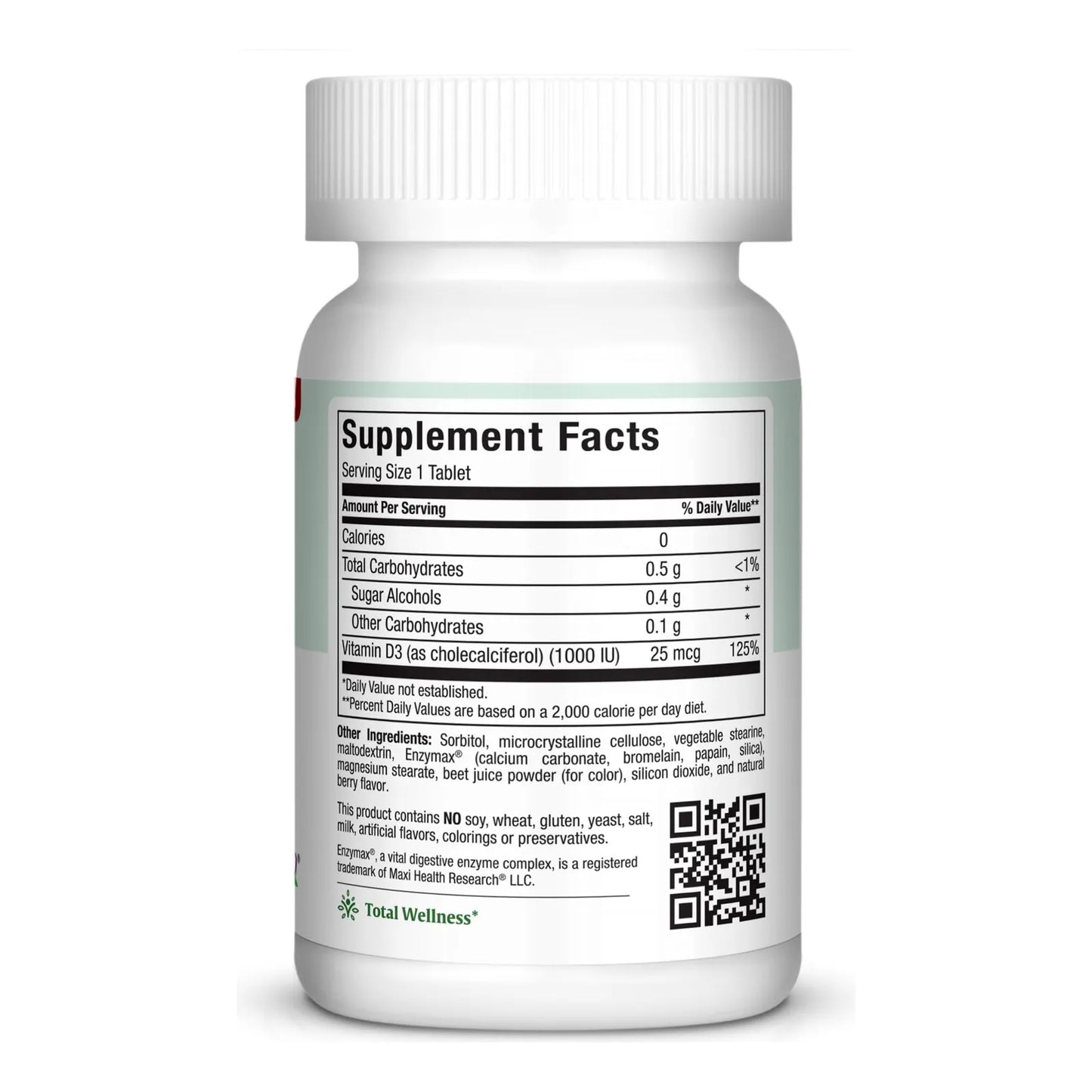 Vitamina D3 Masticable 1000 UI Sabor Bayas Soporte Huesos E Inmunidad