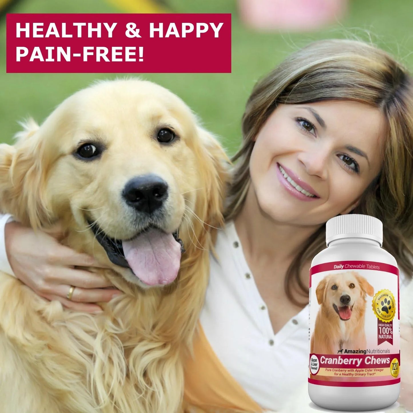 Suplemento Arándano Antioxidante Para Perros 120 Masticables Soporte Tracto Urinario