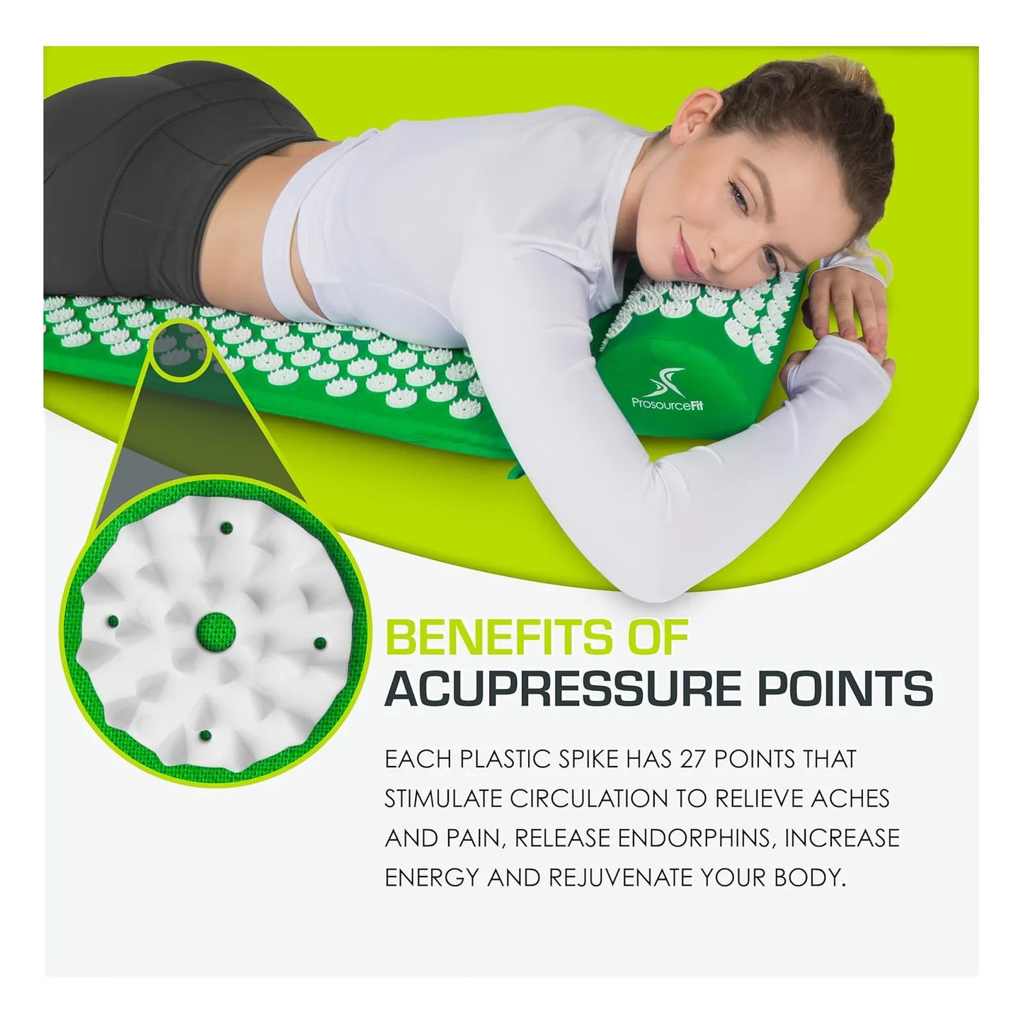 Colchoneta De Acupresion ProsourceFit Alivia Dolor Espalda Y Cuello Con Almohada Incluida