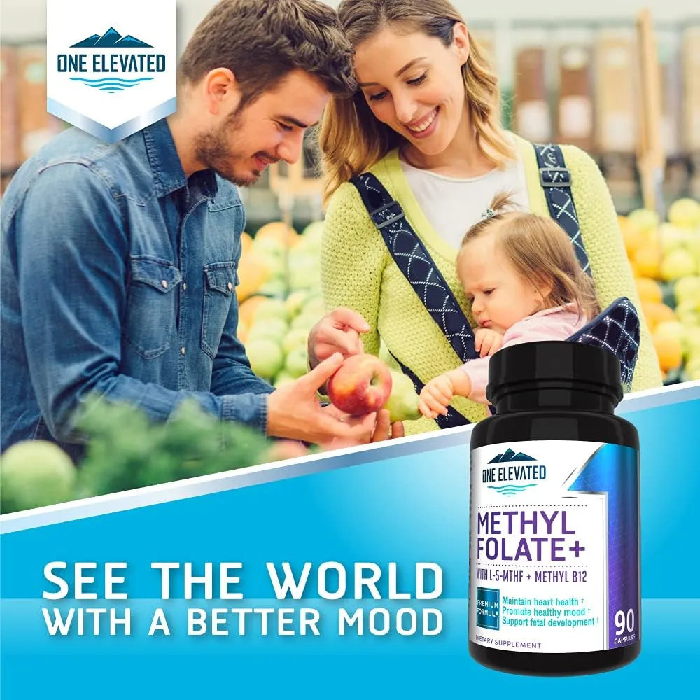 Forte Methyl Folate B12 Niacina B1 B2 B6 Suplemento 3 Meses Máxima Absorción