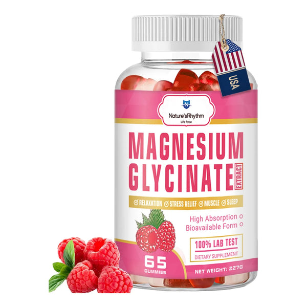 Gomitas De Magnesio 500 Mg 65 Unidades Sabor Frambuesa Para Relajacion Y Sueño