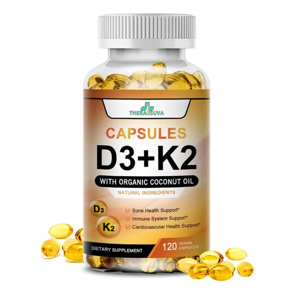 Vitamina D3 5000 Ui Y K2 Alta Potencia Aceite De Coco Orgánico 120 Cápsulas
