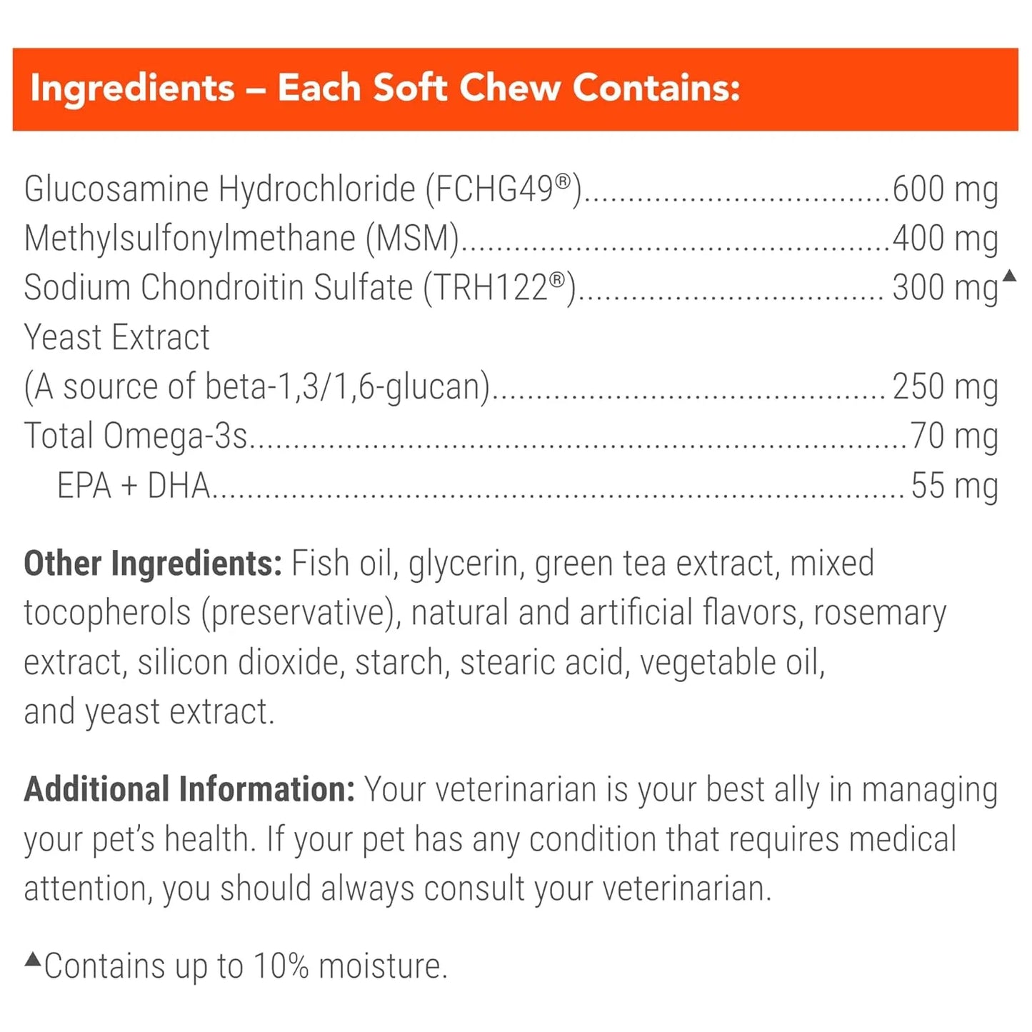 Suplemento Articular Para Perros Mayores 60 Masticables Suaves Con Glucosamina Y Omega3