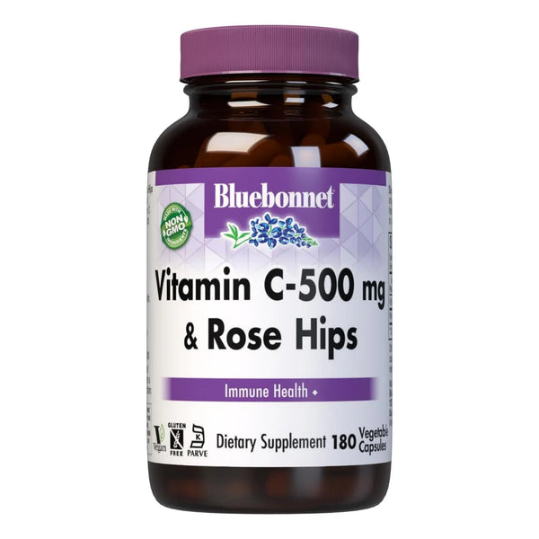 Vitamina C 500 Mg Con Rosa Mosqueta En Cápsulas Vegetales 180 Unidades Vegano