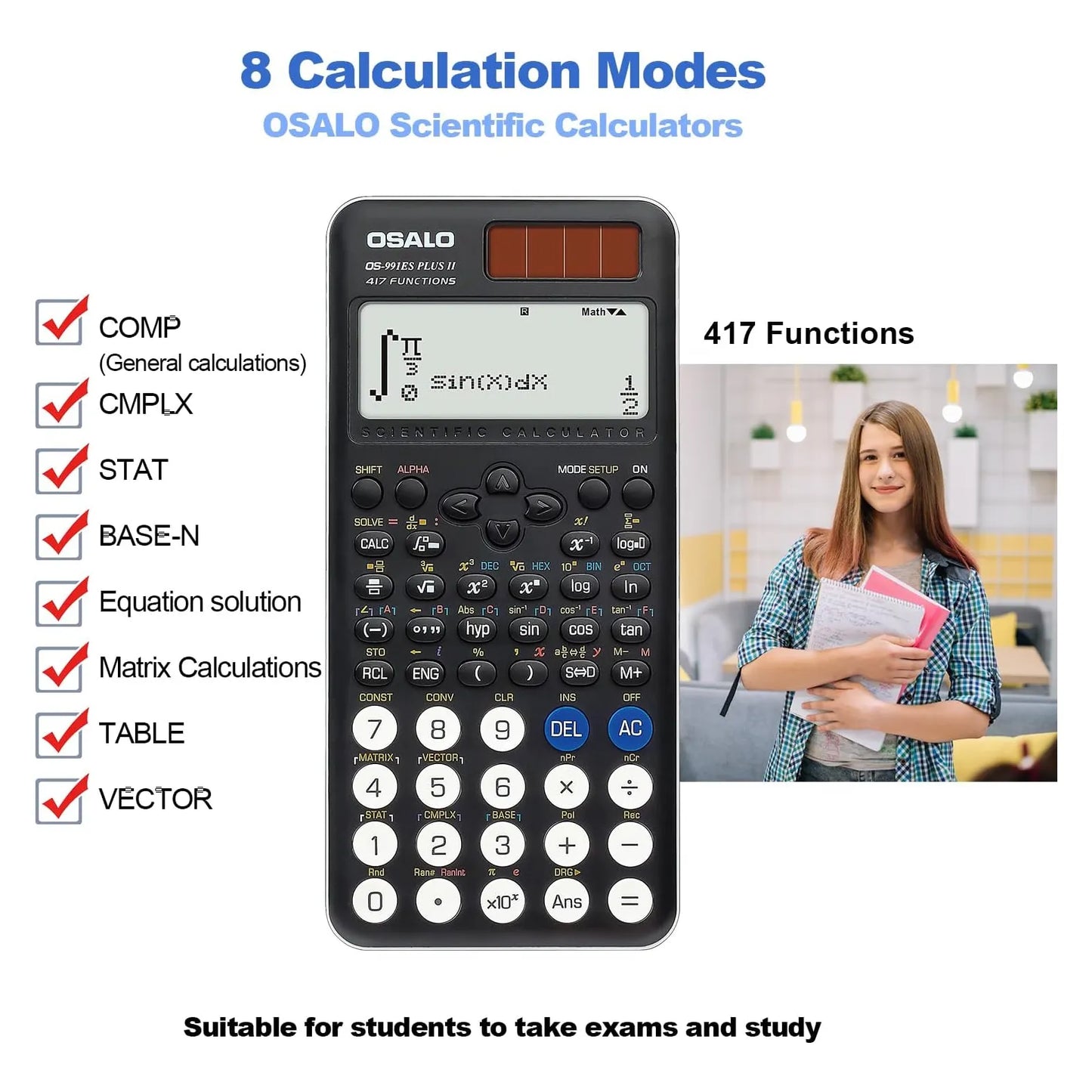 Calculadora Cientifica Osalo 417 Funciones Pantalla 2 Lineas Ideal Estudiantes