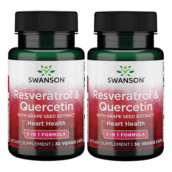 Resveratrol Y Quercetina 30 Cápsulas Vegetales Paquete Doble Antioxidantes Para Salud Y Longevidad