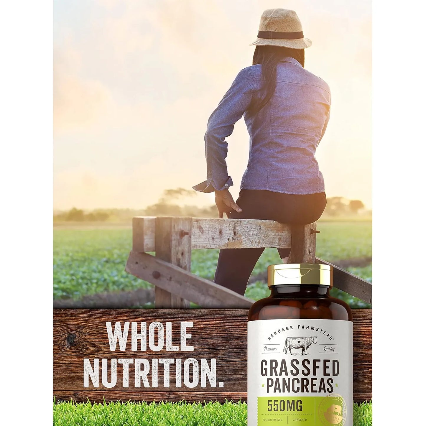 Pancreas De Carne Alimentada Con Pasto 550 Mg 200 Capsulas Suplemento Bovino Sin Omg Ni Gluten