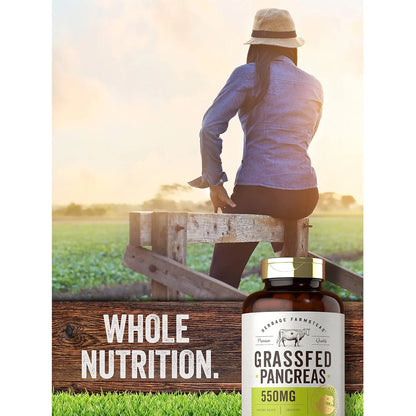 Pancreas De Carne Alimentada Con Pasto 550 Mg 200 Capsulas Suplemento Bovino Sin Omg Ni Gluten