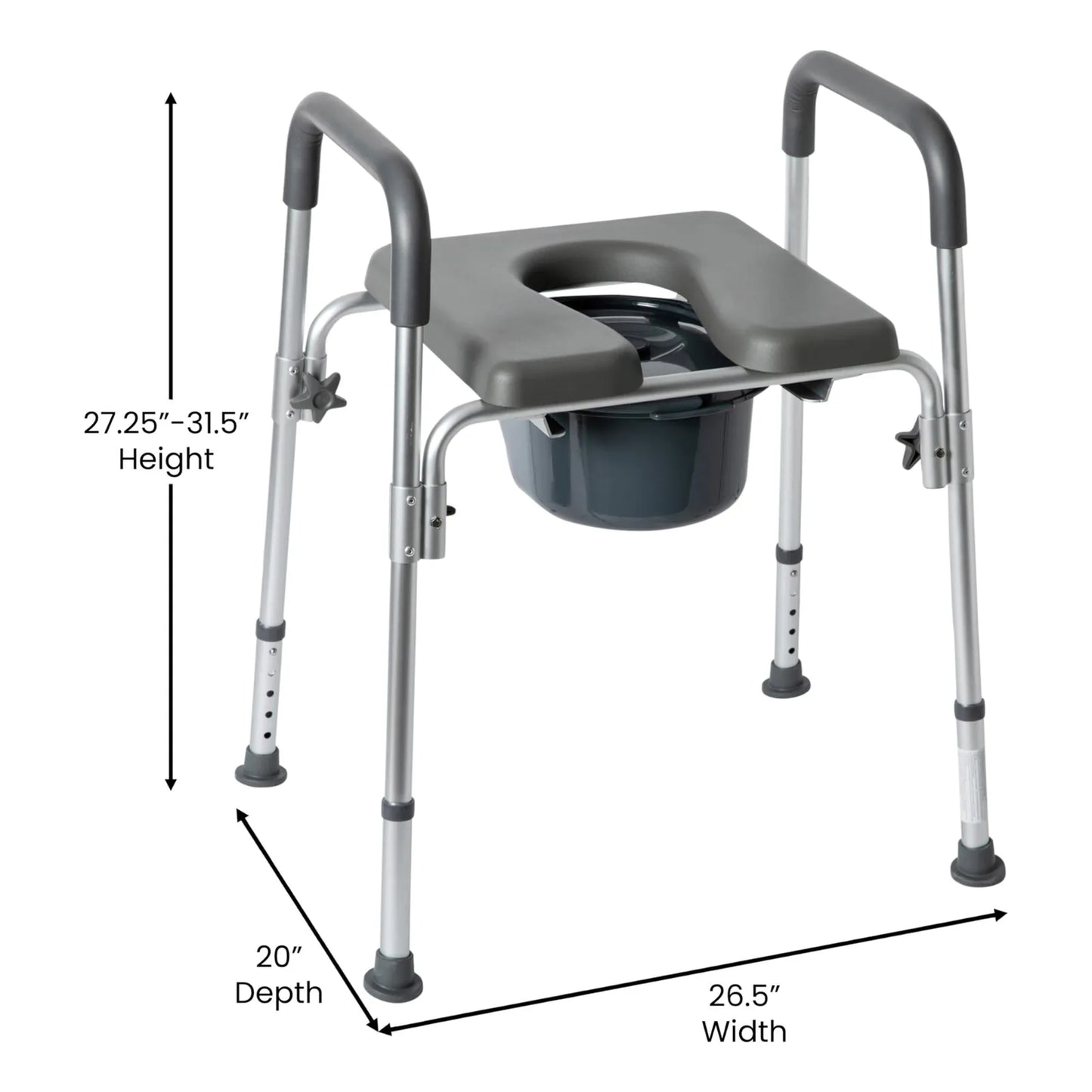Silla Cómoda Portátil 3 En 1 Para Inodoro Con Brazos Acolchados Y Altura Ajustable