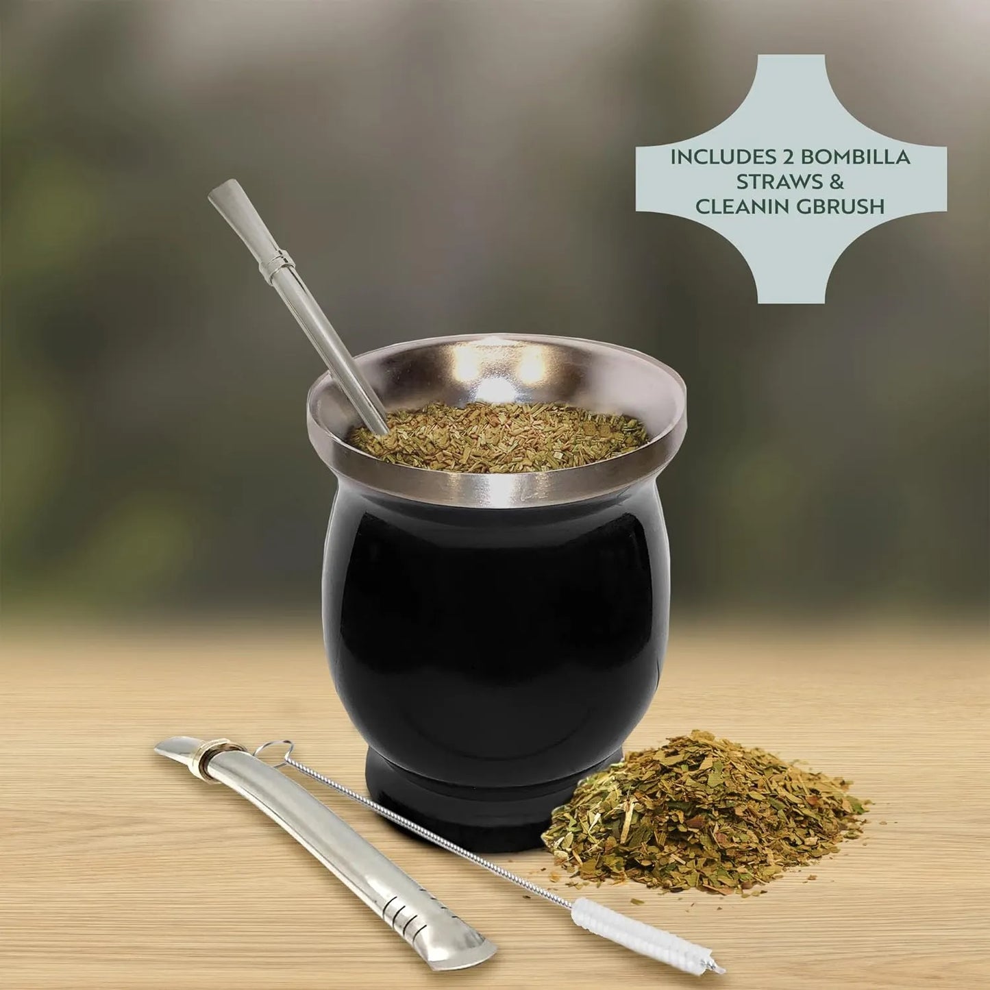 Juego De Tazas De Te Y Calabaza Natural De Yerba Mate Con Bombillas Y Cepillo Tradicional Premium