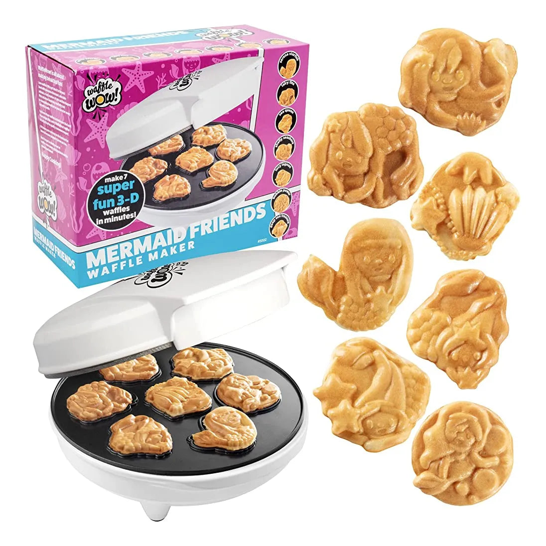 Mermaid Waffle Maker Crea 7 Gofres En Forma De Sirena Divertidos Y Deliciosos
