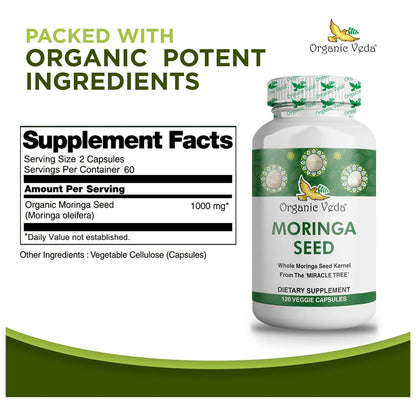 Capsulas De Moringa Organica 1000 Mg Energia Piel Radiante Digestión Saludable
