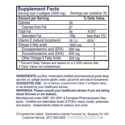 Aceite De Pescado Omega 3 3000mg Alto Dha Epa 90 Capsulas Blandas