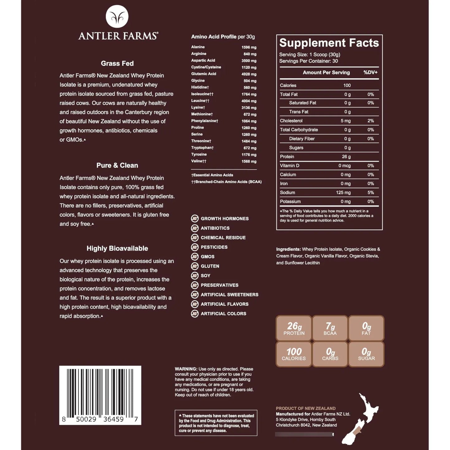 Proteína Aislada De Suero Nueva Zelanda Sabor Galletas Y Crema 2 Lb