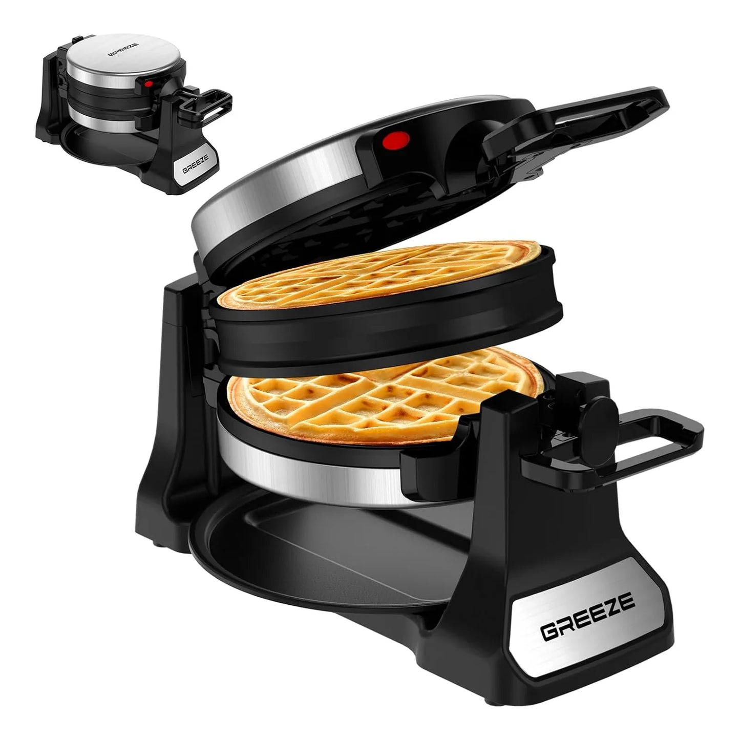 Waflera Belga Doble 180Flip 1400W 8 Rebanadas Acero Inoxidable Antiadherente