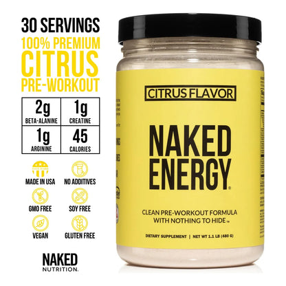 Naked Citrus Naked Energy Preentrenamiento Cítrico Vegano 30 Porciones Energía Natural