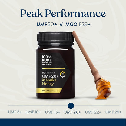 Miel De Manuka Pura UMF 20+ MGO 826 Cruda De Nueva Zelanda 8.8 Onzas