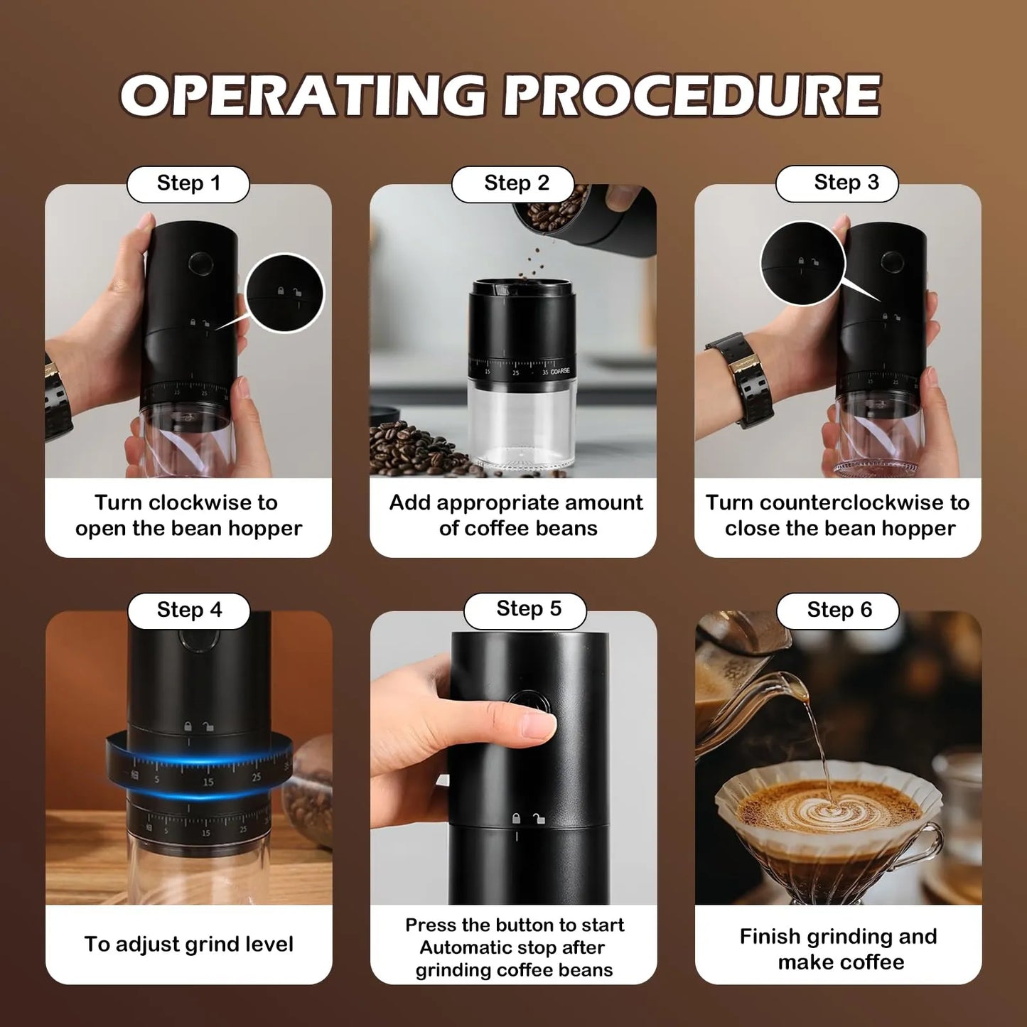 Molinillo De Café Ajustable 38 Niveles Recargable 1500 Mah Ideal Para Hogar Y Viajes