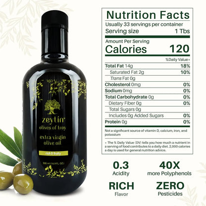 Aceite De Oliva Virgen Extra Premium Zeytin 500 Ml Cosecha Temprana Prensado En Frio