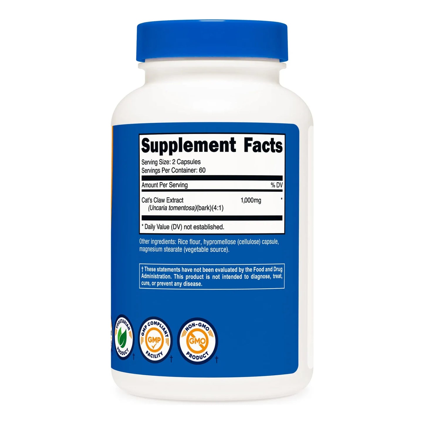Garra De Gato 1000 Mg 120 Cápsulas Vegetales Sin OMG Ni Gluten