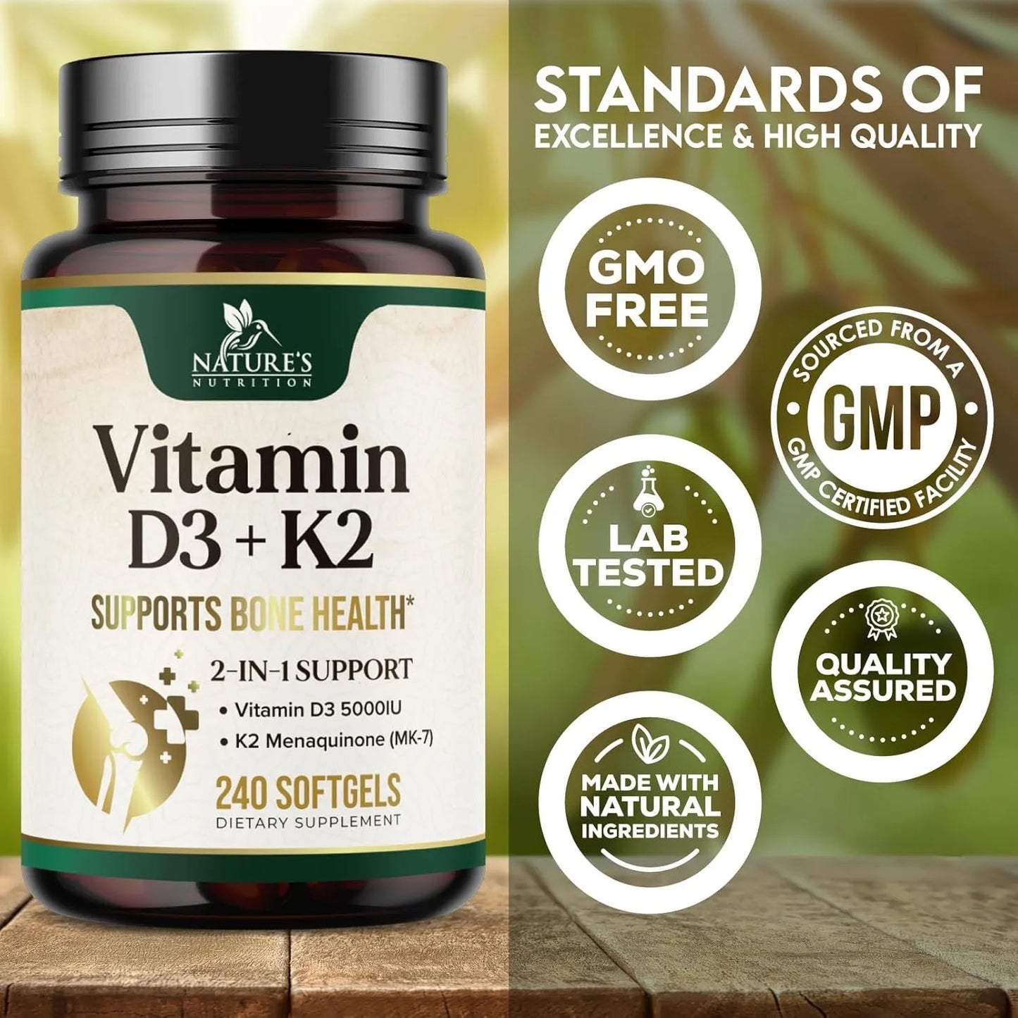 Vitamina D3 5000 Ui Y K2 100 Mcg Capsulas Blandas Para Huesos Y Corazon