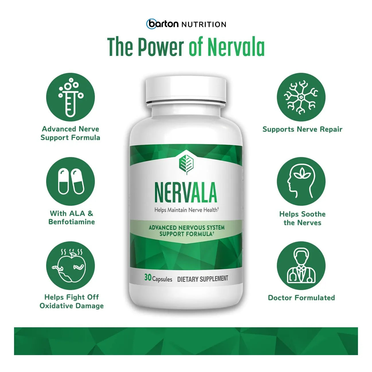 Nervala Formula Avanzada Apoyo Nervioso Acido Alfa Lipoico 600 Mg Vitamina B1 30 Capsulas