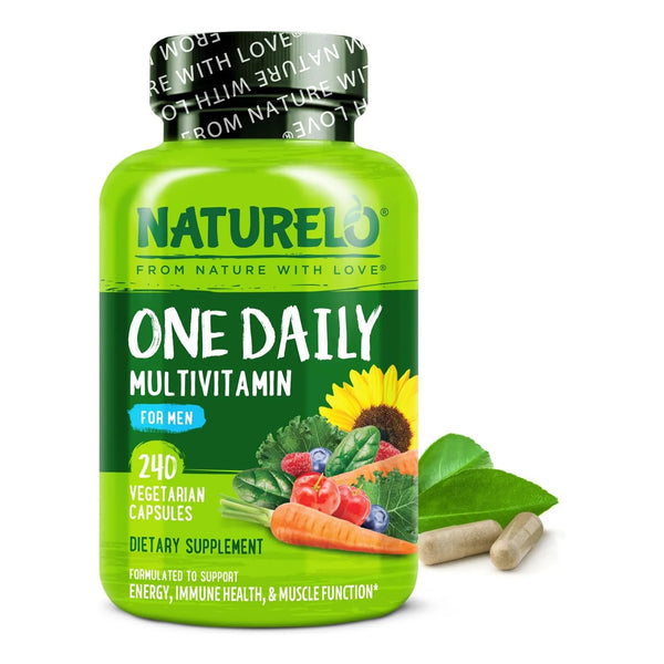 Multivitaminas Diarias Para Hombre NATURELO Con Vitaminas Minerales 240 Cápsulas