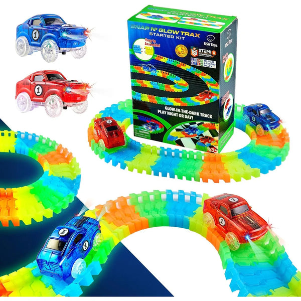 Kit Pistas Carrera Brillantes 216Pcs LED Flexibles Diversión Sin Límites