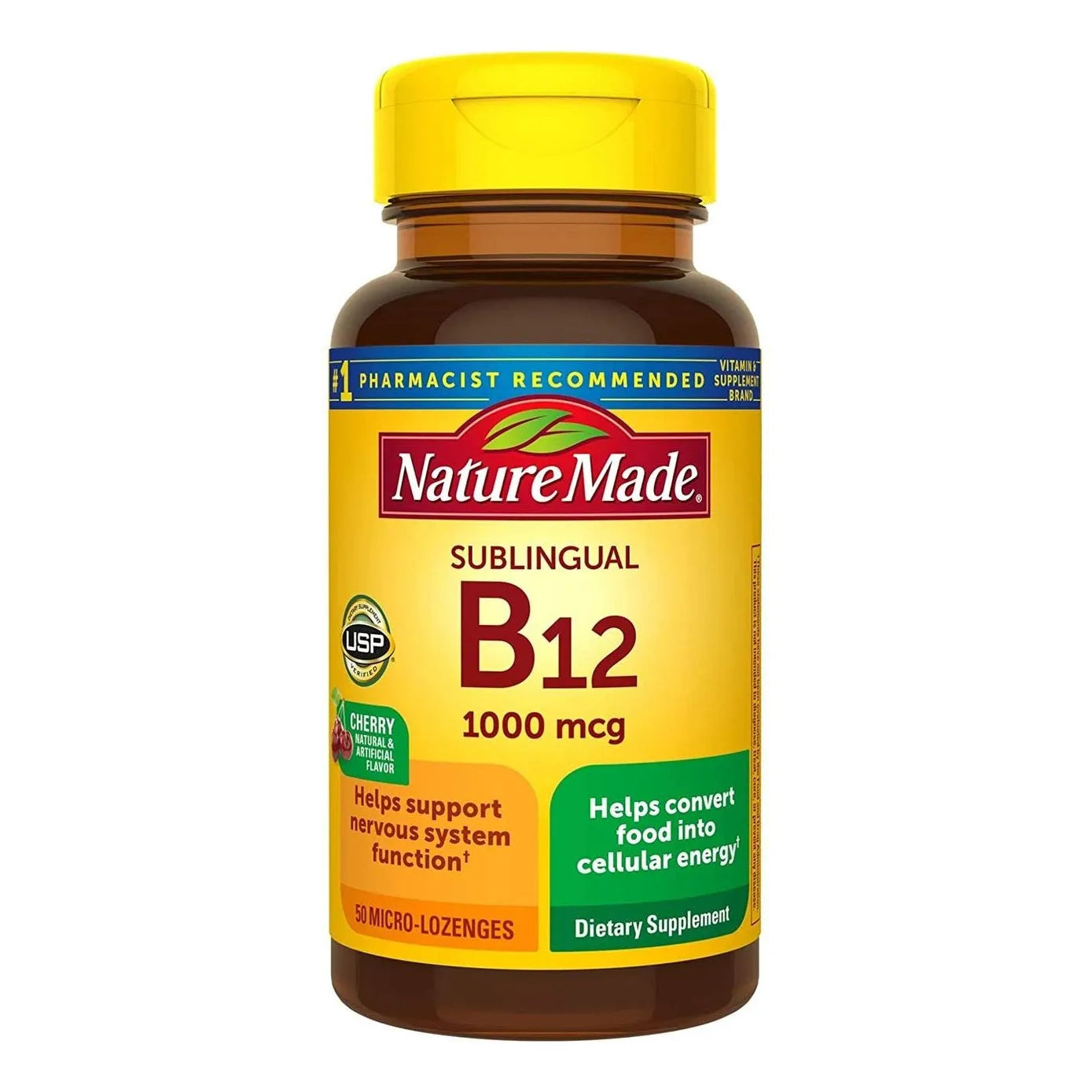 Vitamina B12 1000 Mcg Micro Pastillas Sabor Cereza Paquete De 50 Unid