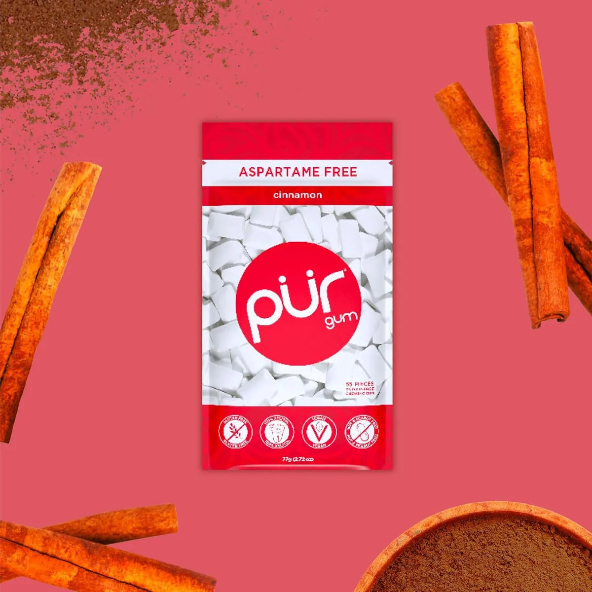 Chicles De Canela Pur 100 Xilitol Veganos Paquete 6 Unidades Sabor Intenso Y Cuidado Dental
