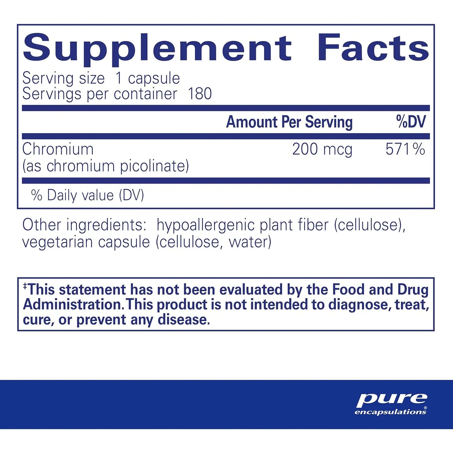 Cromo Picolinato 200 Mcg Suplemento Hipoalergenico Metabolismo Saludable 180 Capsulas