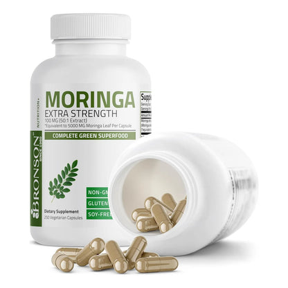 Moringa Oleifera 5000 Mg Extra Fuerza 250 Capsulas Superalimento Natural