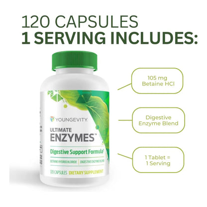 Ultimate Enzymes Cápsulas Digestivas Para Gases Y Hinchazón 120 Caps X4