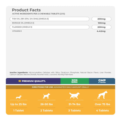 Aceite De Pescado Omega 3 Masticable Para Perros 120 Tabletas Importado EE UU