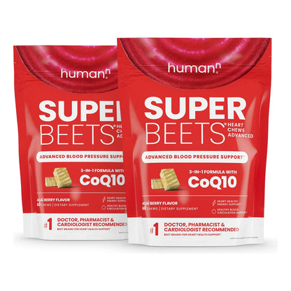 SuperBeets Heart Chews Advanced CoQ10 100 Mg Extracto Semilla De Remolacha Y Uva 120 Unidades