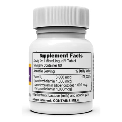 Tabletas Microlingües B12 3000 Mcg Superior Source Energía Instantánea