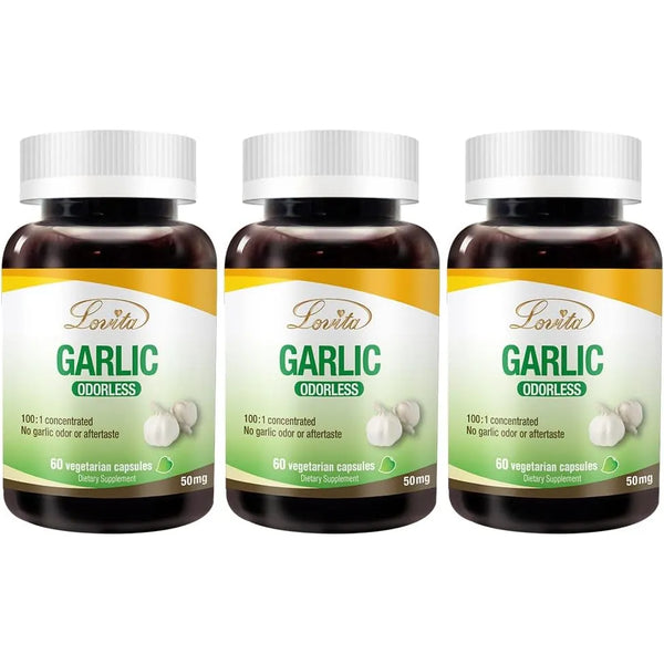 Extracto De Ajo Inodoro 5000 Mg 1.25 Alicina Lovita 60 Capsulas X 3