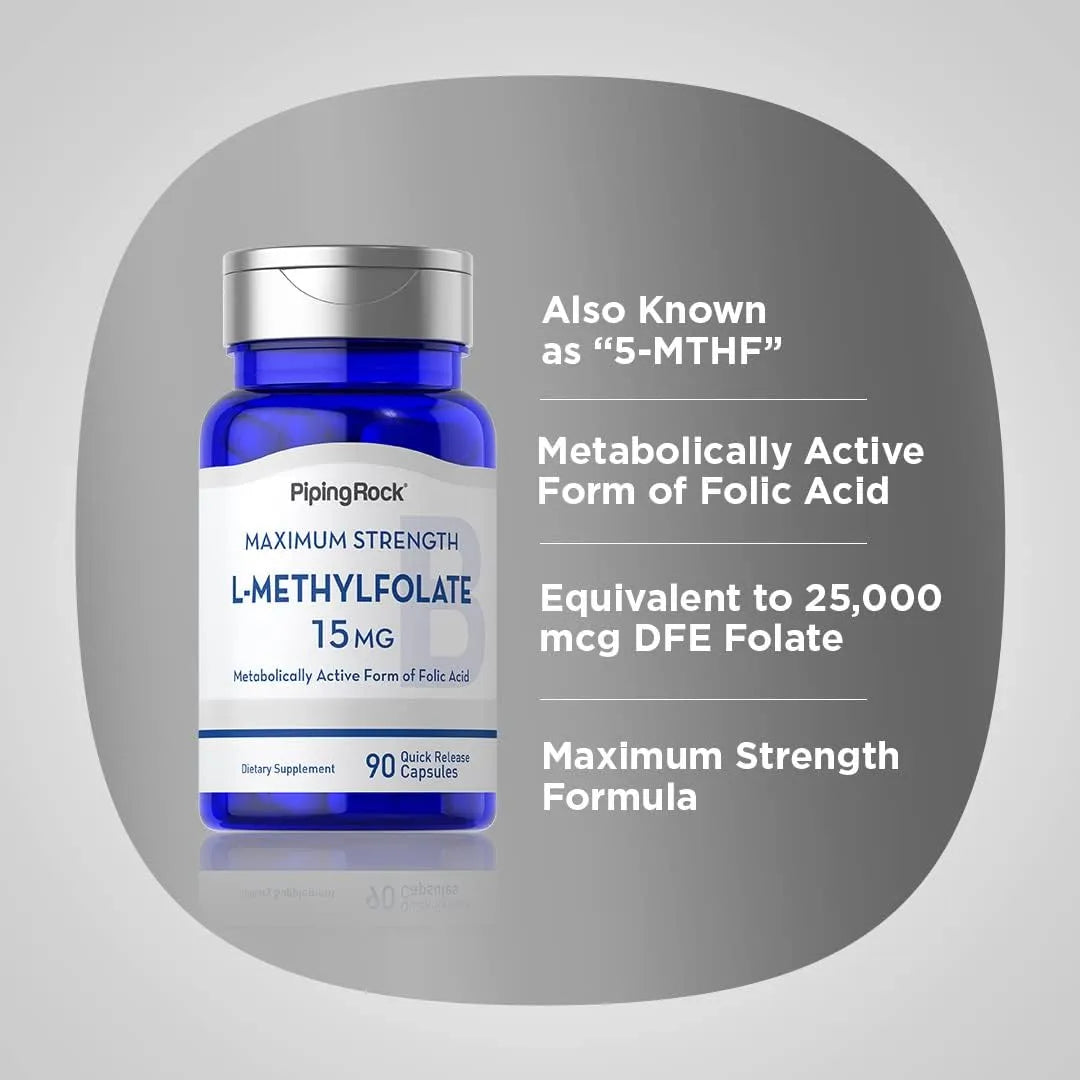 L Metilfolato 15 Mg 90 Capsulas Suplemento Activo De Acido Folico Sin Omg Sin Gluten