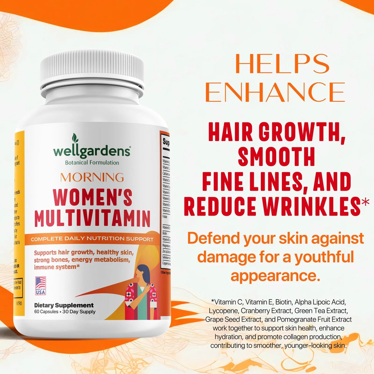 Multivitaminico Puro Para Mujeres Con Biotina Crecimiento Cabello Piel Radiante